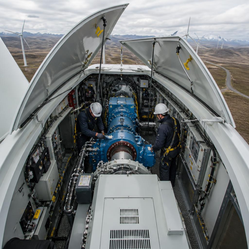 Nacelle maintenance and gearbox inspection